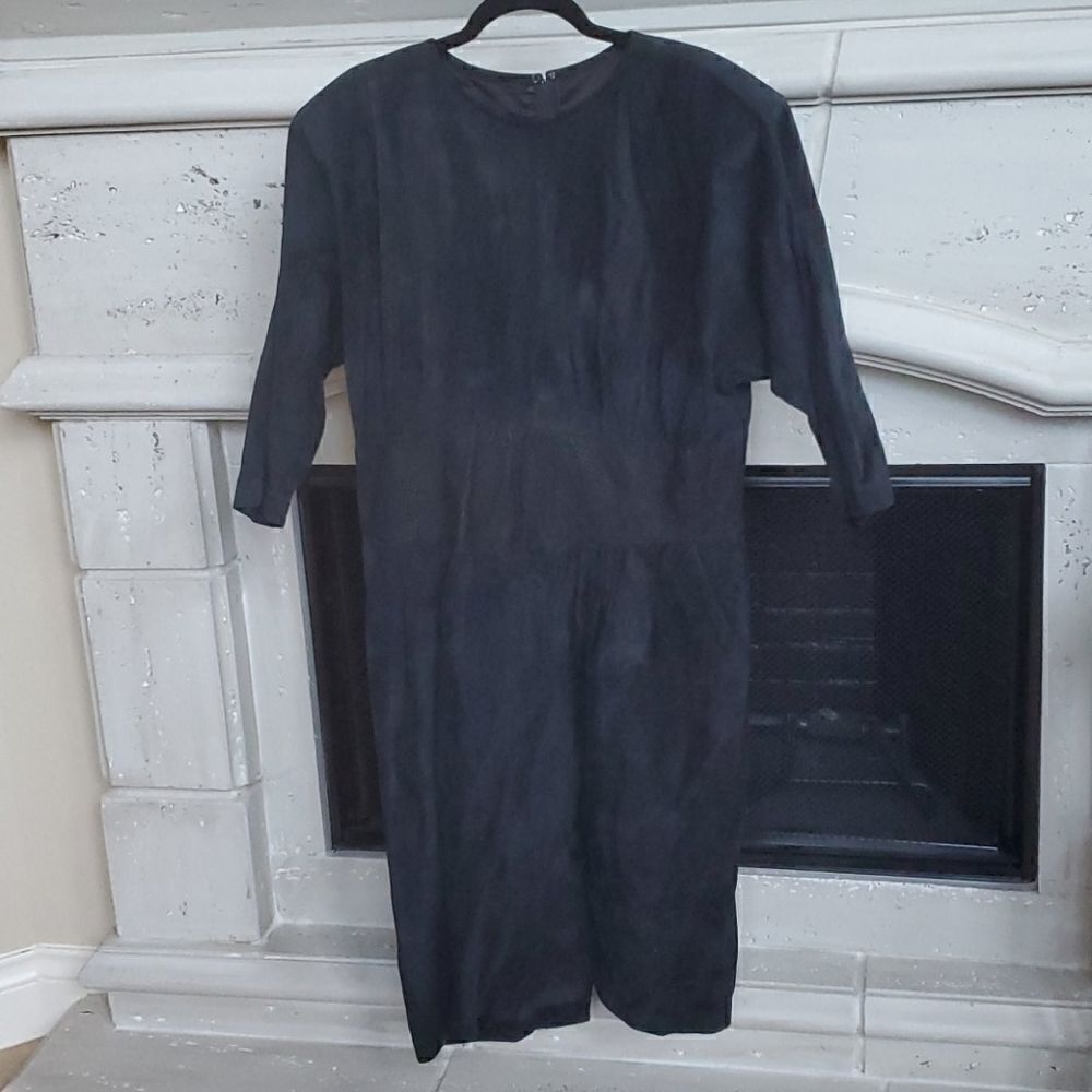 VINTAGE Black Suede Dress - Size Medium‎